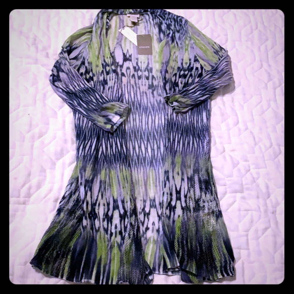 NWT Chico’s tie-dyed open cardigan, size 0